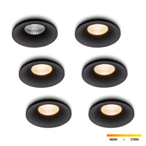 Set de 6 spots LED encastrables Villa Noir 5 W dim-to-warm